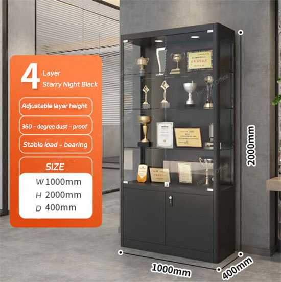 Corporate Trophy Display with Branded LED Lighting – Lockable Tempered Glass W1000mm
