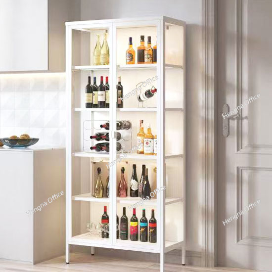 Elegant Lock Display Cabinet with Glass Doors and Shelves