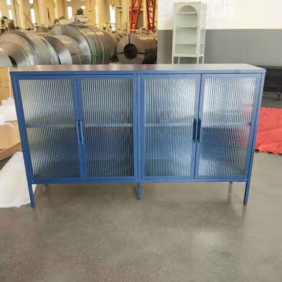 Premium Black Metal Display Cabinet with Glass Doors: Modern Elegance for Your Space