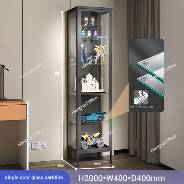 Stylish Black Metal Glass Door Cabinet for Boutique Display Wholesale – Durable & Elegant