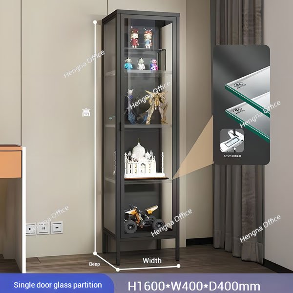 Premium Black Glass Front Storage Cabinet for Office Furniture Wholesale – Durable & Stylish