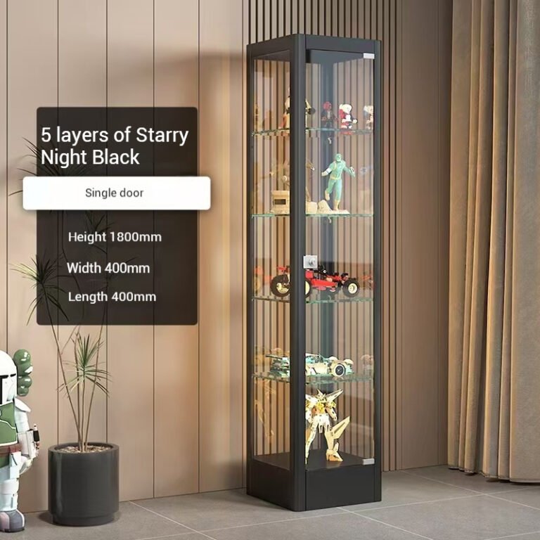 Professional Custom Trophy Display Cabinet 5-Tier Starry Night Black 1800mm – Corporate Office Awards Showcase with Glass Door