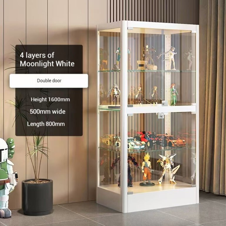Wholesale Modern Glass Display Cabinet 1600mm 4-Tier Moonlight White – Commercial Retail Showcases for Collectibles Store
