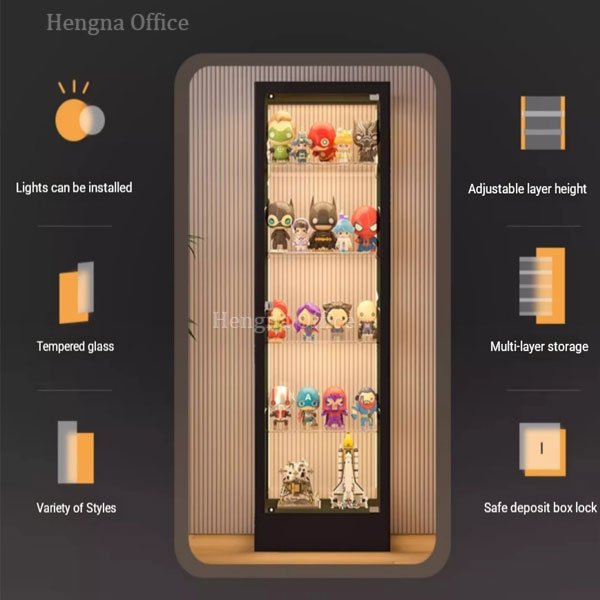 Industrial style living room display cabinet