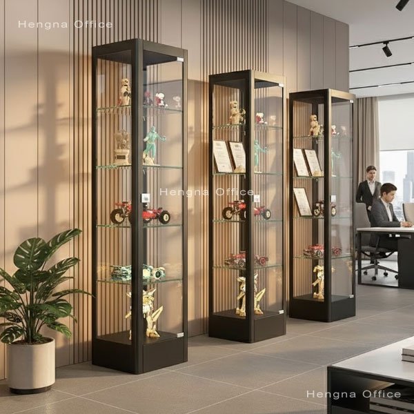 Modern glass display cabinet for action figures and luxury goods