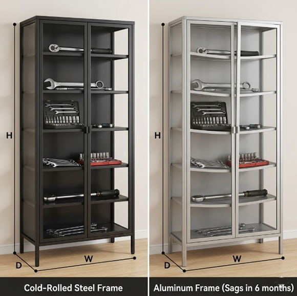 Steel Frame vs Aluminum  tool display cabinet H2000×W900mm