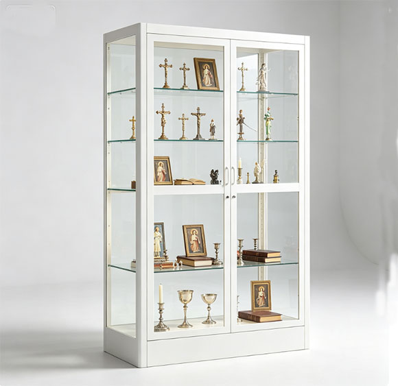 Church Display Cabinet Tempered Glass — Secure Lockable Showcase for Religious Artifacts and Sacred Objects | Heavy-Duty Build